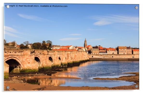 Berwick-upon-Tweed Old Bridge Northumberland Acrylic by Pearl Bucknall