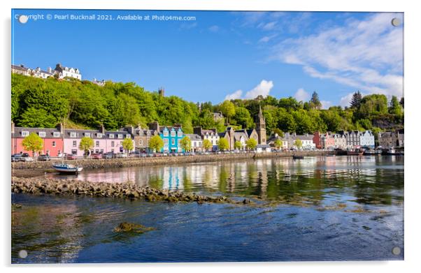 Tobermory Reflections Isle of Mull Acrylic by Pearl Bucknall