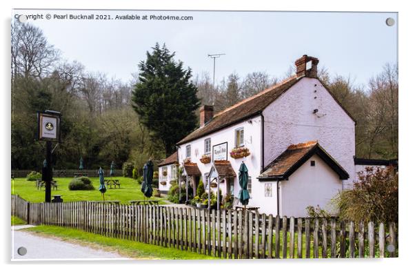 Royal Oak Pub Hooksway Sussex Acrylic by Pearl Bucknall