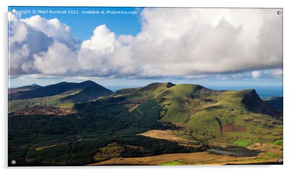 Mountains Snowdonia Landscape Wales Acrylic by Pearl Bucknall