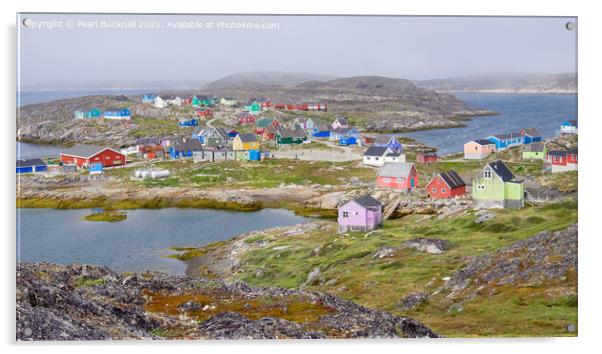 Island Village Greenland Acrylic by Pearl Bucknall