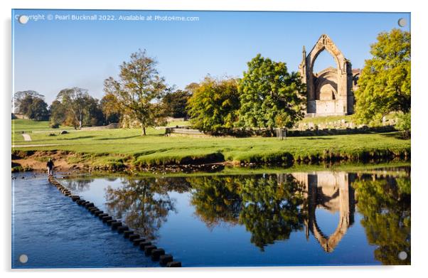Bolton Abbey Reflected Yorkshire Dales Acrylic by Pearl Bucknall