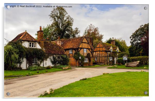 English Village Turville Buckinghamshire England Acrylic by Pearl Bucknall