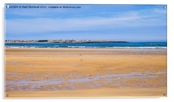 Beadnell Bay Beach Northumberland Coast Acrylic by Pearl Bucknall