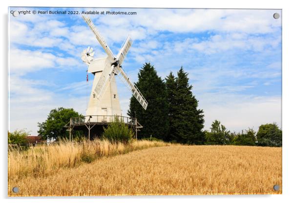 Woodchurch Windmill Kent Countryside Acrylic by Pearl Bucknall