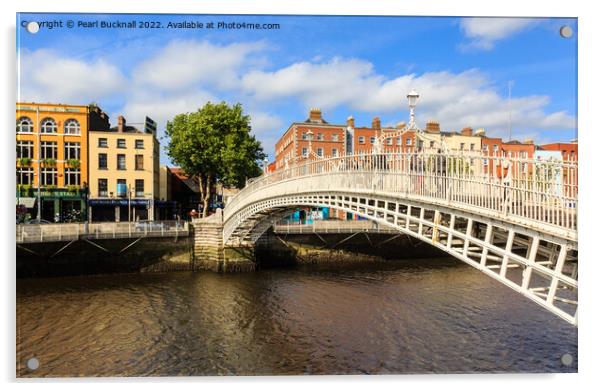 Ha'penny (Halfpenny) Bridge Dublin Ireland Acrylic by Pearl Bucknall