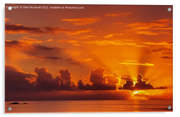 Sunset over the Sea Scotland Acrylic by Pearl Bucknall