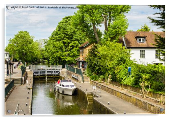 Boulters Lock River Thames Maidenhead Acrylic by Pearl Bucknall