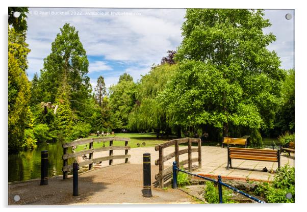 Ray Mill Island Park Maidenhead Berkshire Acrylic by Pearl Bucknall