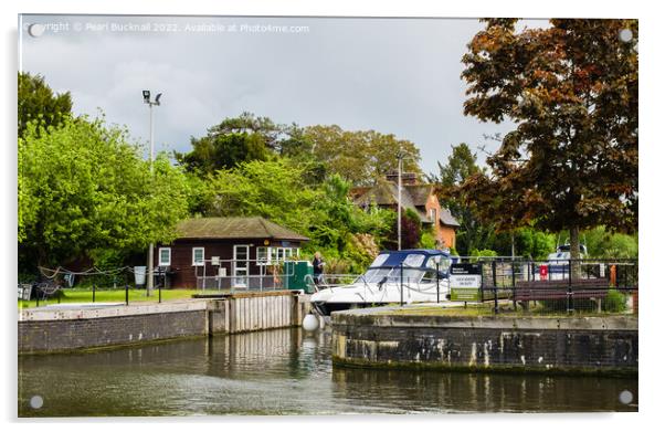 Hambleden Lock River Thames Berkshire Acrylic by Pearl Bucknall