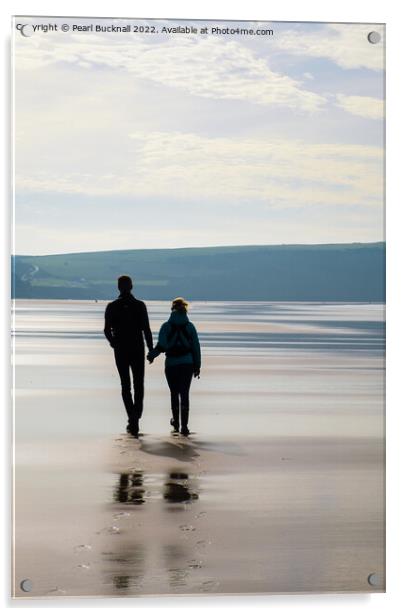A Romantic Walk on the Beach Acrylic by Pearl Bucknall