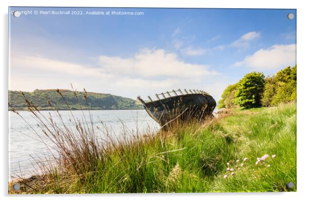Traeth Dulas Shipwreck Anglesey Acrylic by Pearl Bucknall