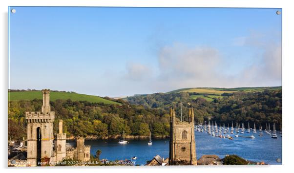 Overlooking Fowey River Cornwall Acrylic by Pearl Bucknall