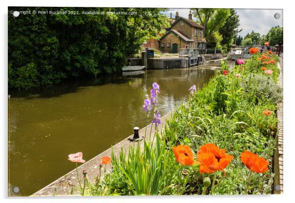 Boulters Lock on the River Thames Acrylic by Pearl Bucknall