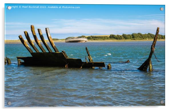 Shipwrecks in Traeth Dulas Anglesey Acrylic by Pearl Bucknall