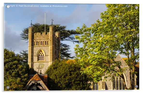 Hambledon Village Church Buckinghamshire Acrylic by Pearl Bucknall