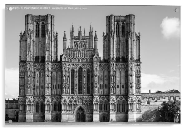Wells Cathedral Somerset Black and White Acrylic by Pearl Bucknall