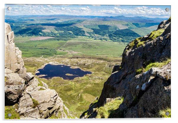 View from Moel Siabod to Llyn y Foel in Snowdonia Acrylic by Pearl Bucknall