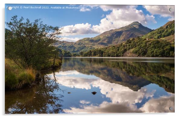 Reflections in Llyn Gwynant Lake Snowdonia Acrylic by Pearl Bucknall