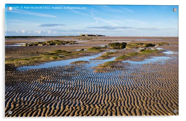 Across the Sands to Hilbre Island in Dee Estuary W Acrylic by Pearl Bucknall