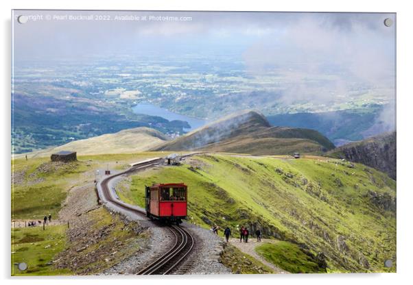 Snowdon Mountain Railway Snowdonia Acrylic by Pearl Bucknall