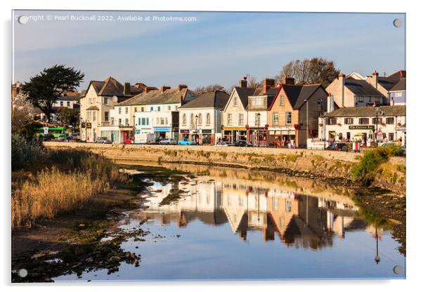 River Neet Reflections Bude Cornwall Acrylic by Pearl Bucknall