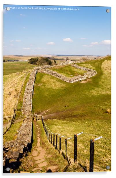 Hadrians Wall and Pennine Way Walking Trail Acrylic by Pearl Bucknall
