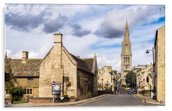 Stamford Street Scene Lincolnshire Acrylic by Pearl Bucknall