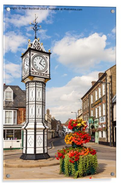 Downham Market Town Clock Norfolk Acrylic by Pearl Bucknall