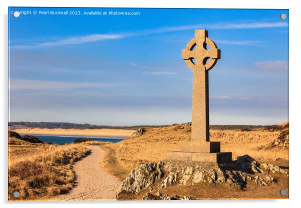 Llanddwyn Island Celtic Cross Anglesey Walk Acrylic by Pearl Bucknall