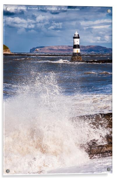 Rough Seas at Penmon Anglesey Coast Acrylic by Pearl Bucknall