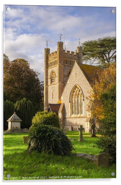 Hambleden Village Church Buckinghamshire England Acrylic by Pearl Bucknall