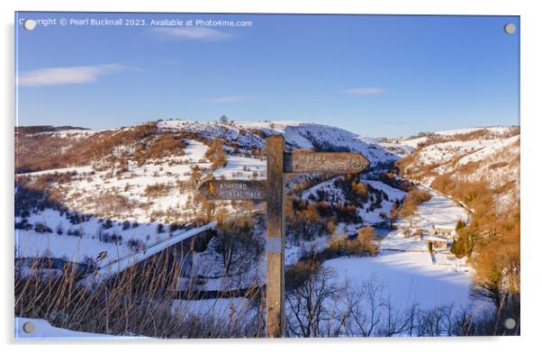 Snowy Landscape Peak District Derbyshire Acrylic by Pearl Bucknall