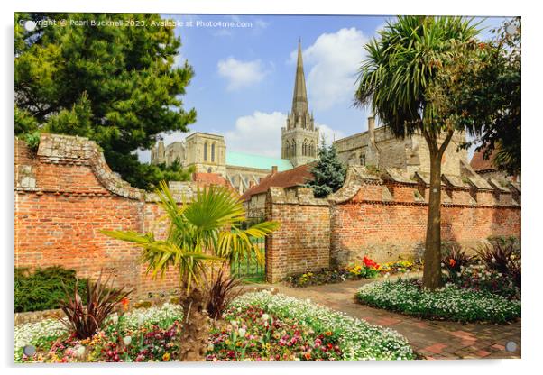Chichester Cathedral from Bishop's Palace Garden Acrylic by Pearl Bucknall