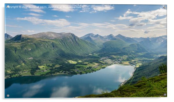 Norwegian Fjord Isfjorden Norway pano Acrylic by Pearl Bucknall