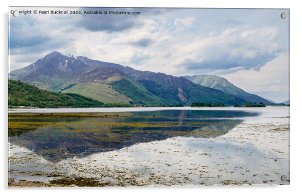 Scottish Loch Leven Reflections Scotland Acrylic by Pearl Bucknall