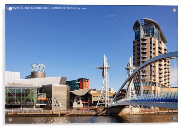 Salford Quays Manchester Architecture Acrylic by Pearl Bucknall