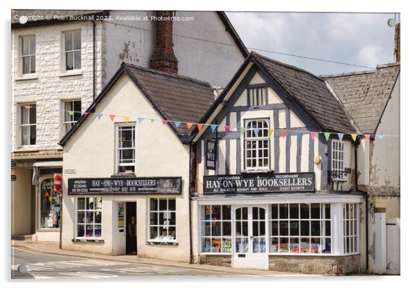 Hay-on-Wye Bookshop Powys Acrylic by Pearl Bucknall