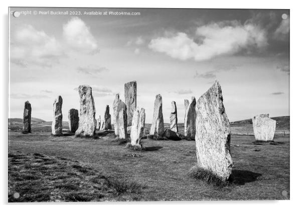 Callanish Stone Circle Isle of Lewis Black White Acrylic by Pearl Bucknall