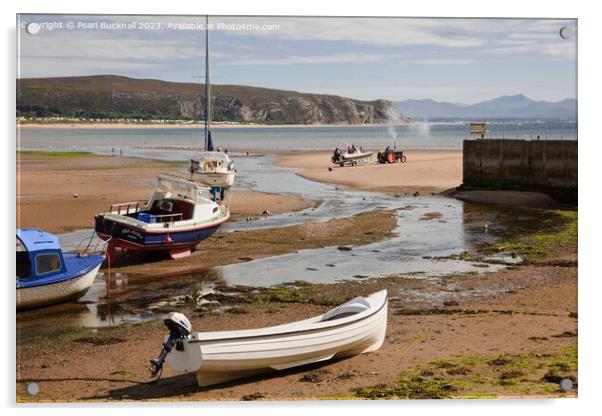 Boats in Abersoch Harbour on Wales Coast Acrylic by Pearl Bucknall
