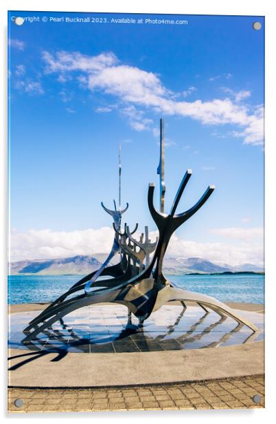 Reykjavik Solfar Sculpture (Sun Voyager) Acrylic by Pearl Bucknall