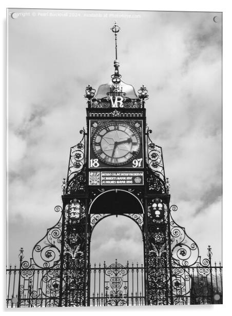 Eastgate Clock Chester Cheshire Black and White Acrylic by Pearl Bucknall