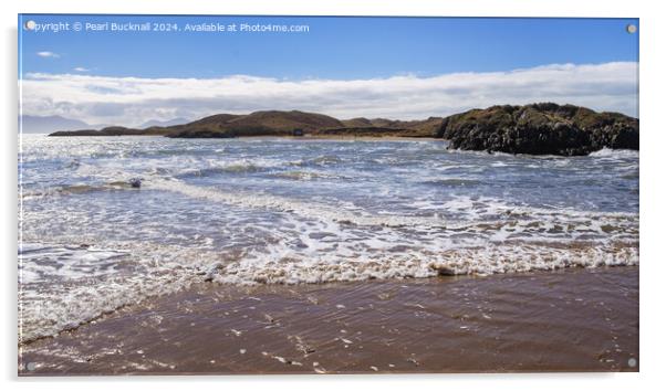 Llanddwyn from Newborough Beach Anglesey Coast Acrylic by Pearl Bucknall