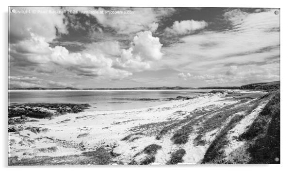 North Uist Beach Scotland Landscape black and whit Acrylic by Pearl Bucknall