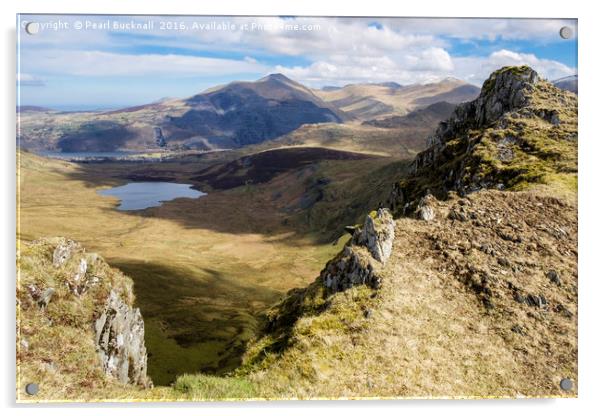 Snowdonia mountain landscape Wales Acrylic by Pearl Bucknall