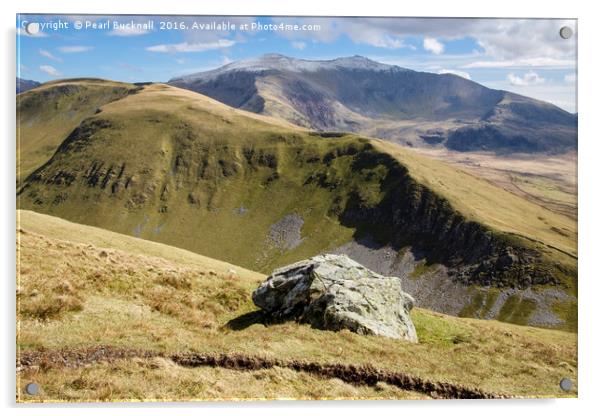 Snowdon mountain range in Snowdonia Wales Acrylic by Pearl Bucknall