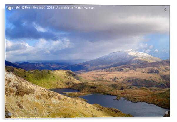 Llyn Llydaw and Moel Siabod, Snowdonia Acrylic by Pearl Bucknall