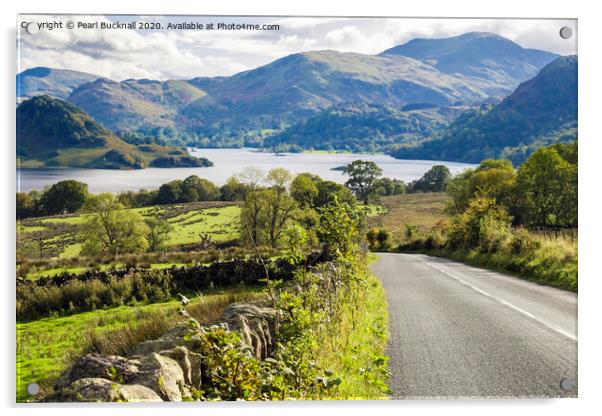 Road to Ullswater in Lake District Acrylic by Pearl Bucknall