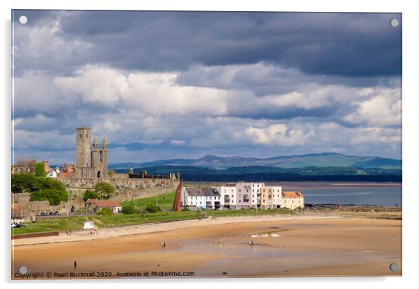 St Andrews East Sands Beach Scotland Acrylic by Pearl Bucknall