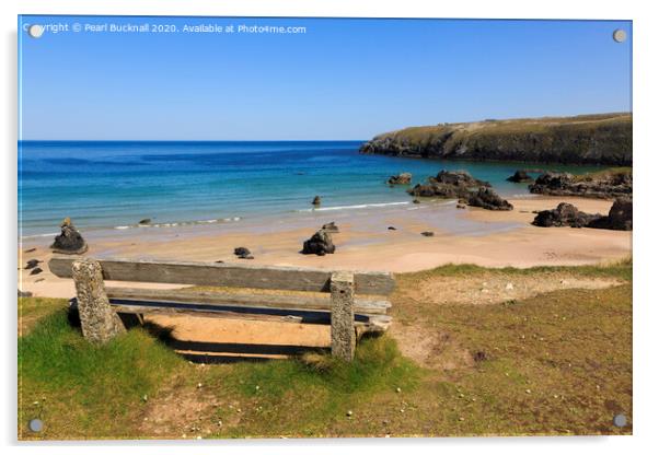 Looking to Sango Bay Durness Scotland Acrylic by Pearl Bucknall